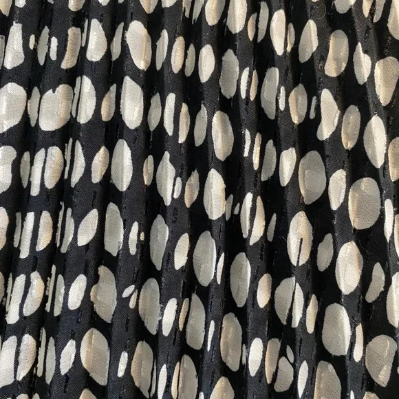 Ba&sh Black White Abstract Dot Pleated Midi Skirt Size Small Chic Flowing - Picture 6 of 9